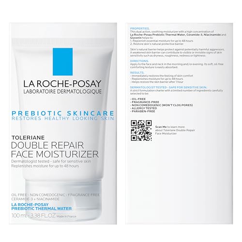 La Roche-Posay Toleriane Double Repair Face Moisturizer | Crème hydratante quotidienne pour le visage avec céramide et niacinamide pour tous les types de peau | Sans huile | Sans parfum