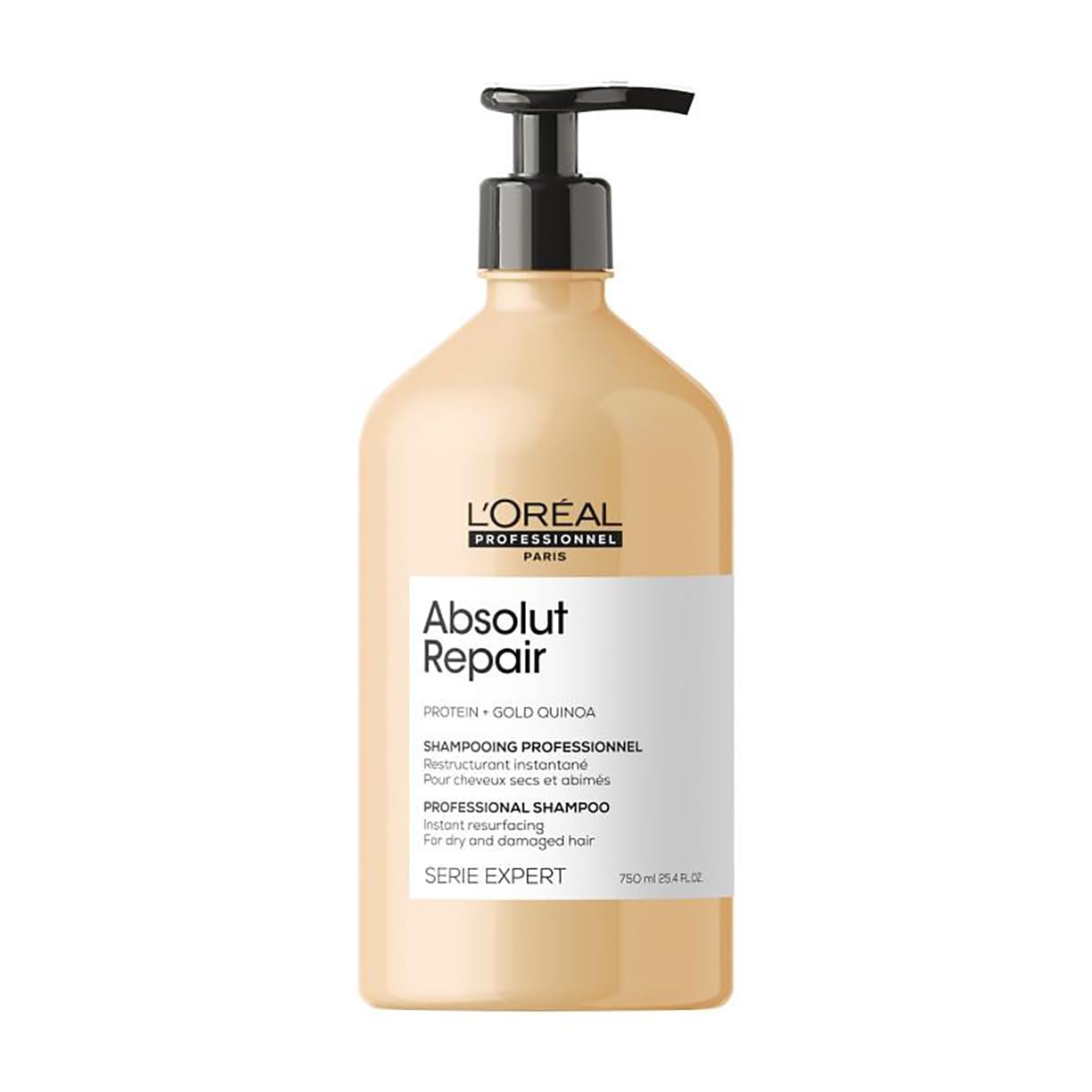 L'Oréal Professionnel, Shampoing Réparateur Instantané, Cheveux Secs & Abîmés, Nourrit Intensément la Fibre, Répare & Renforce les Zones Fragilisées, Absolut Repair, Serie Expert, 300ml