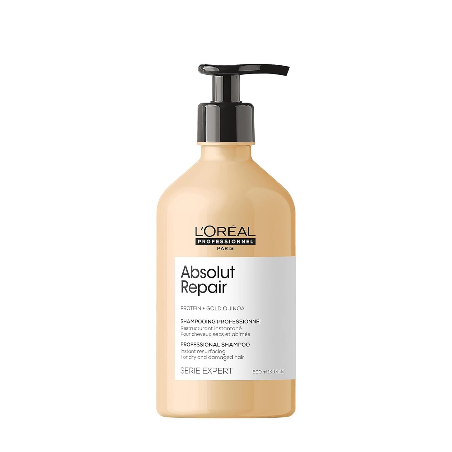 L'Oréal Professionnel, Shampoing Réparateur Instantané, Cheveux Secs & Abîmés, Nourrit Intensément la Fibre, Répare & Renforce les Zones Fragilisées, Absolut Repair, Serie Expert, 300ml