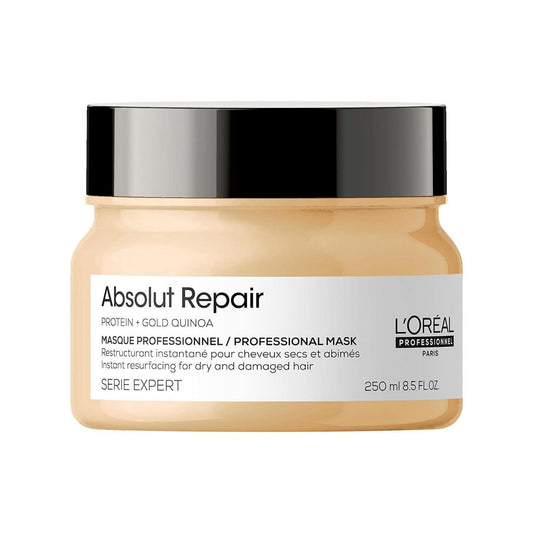 L'Oréal Professionnel, Masque Restructurant Instantané, Cheveux Secs & Abîmés, Nourrit & Répare la Fibre, Protège & Apporte Brillance, Enrichi en Protéines de Blé, Absolut Repair, Serie Expert, 250ml