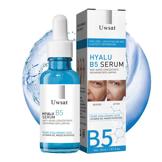 Sérum Hyalu B5, sérum à l’acide hyaluronique pour le visage avec vitamine B5, sérums anti-âge, sérum hydratant B5 pour repulper la peau sèche, sérum pour le visage et les yeux pour les femmes 1 oz/ 30 mL