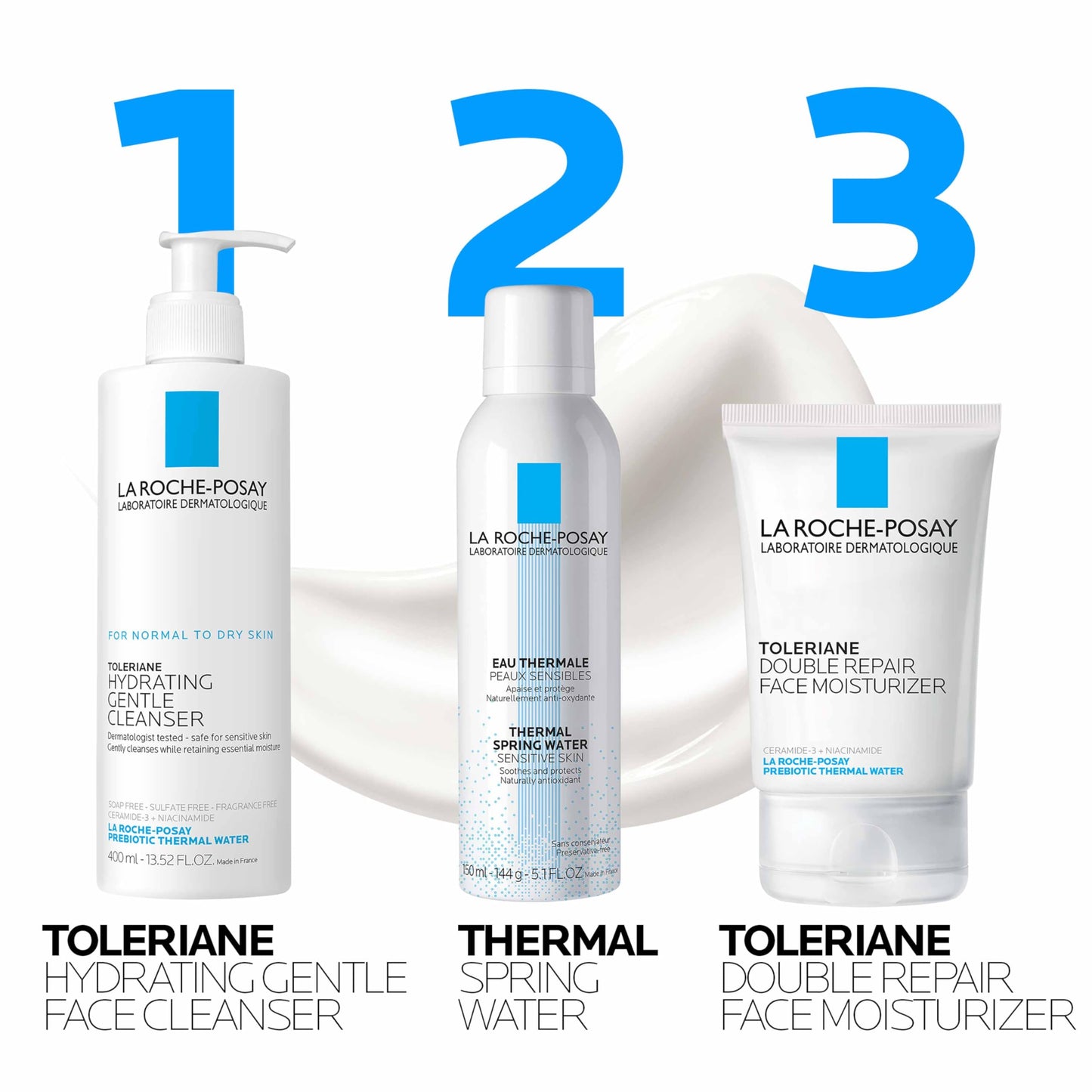 La Roche-Posay Toleriane Double Repair Face Moisturizer | Crème hydratante quotidienne pour le visage avec céramide et niacinamide pour tous les types de peau | Sans huile | Sans parfum