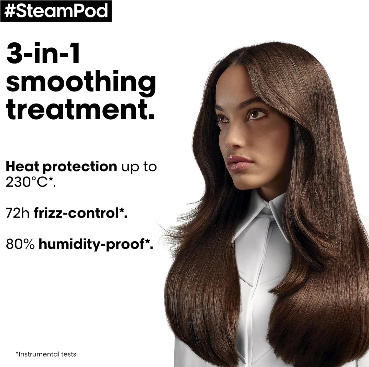 L'Oréal Professionnel, Soin Lissant Concentré SteamPod, Thermoprotecteur & Haute Résistance contre l'Humidité, Anti-Frisottis, Formule Anhydre Brevetée, Compatible avec Tout Lisseur, 50ml